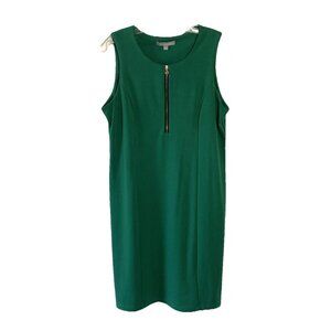NY Collection Womens Sheath Dress Sz L Zipper Green Sleeveless
